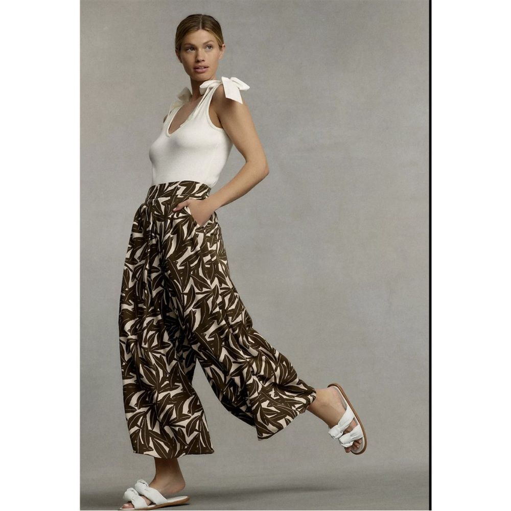 Anthropologie Whit Two Cropped Wide-Leg Pants Women's Sz. 6 NWT 100% Tencel